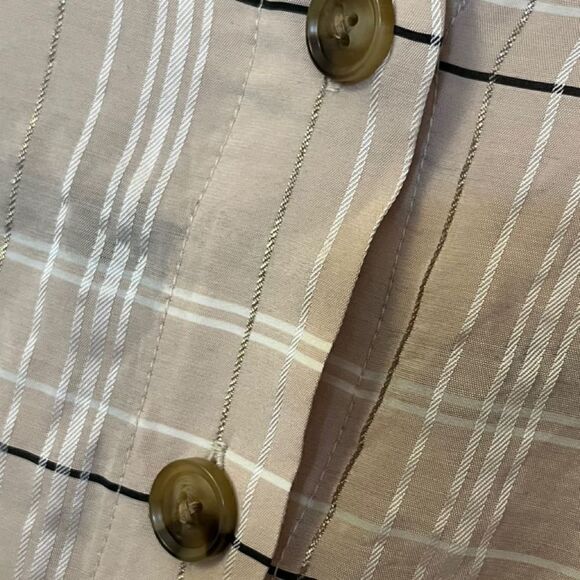 Ann Taylor Tan Plaid Dressy Blouse M - Picture 4 of 5